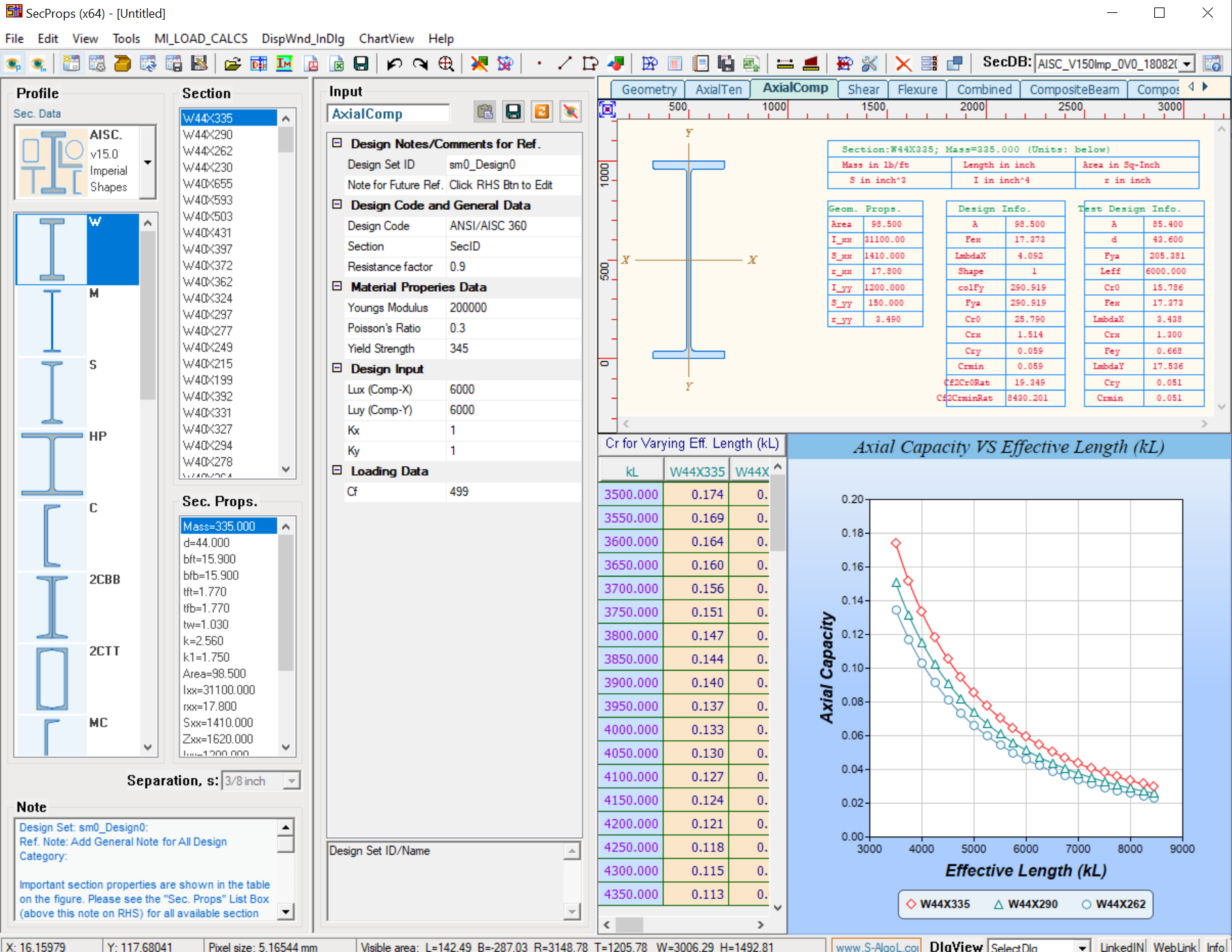 SteelMatrix axial design interface screenshot