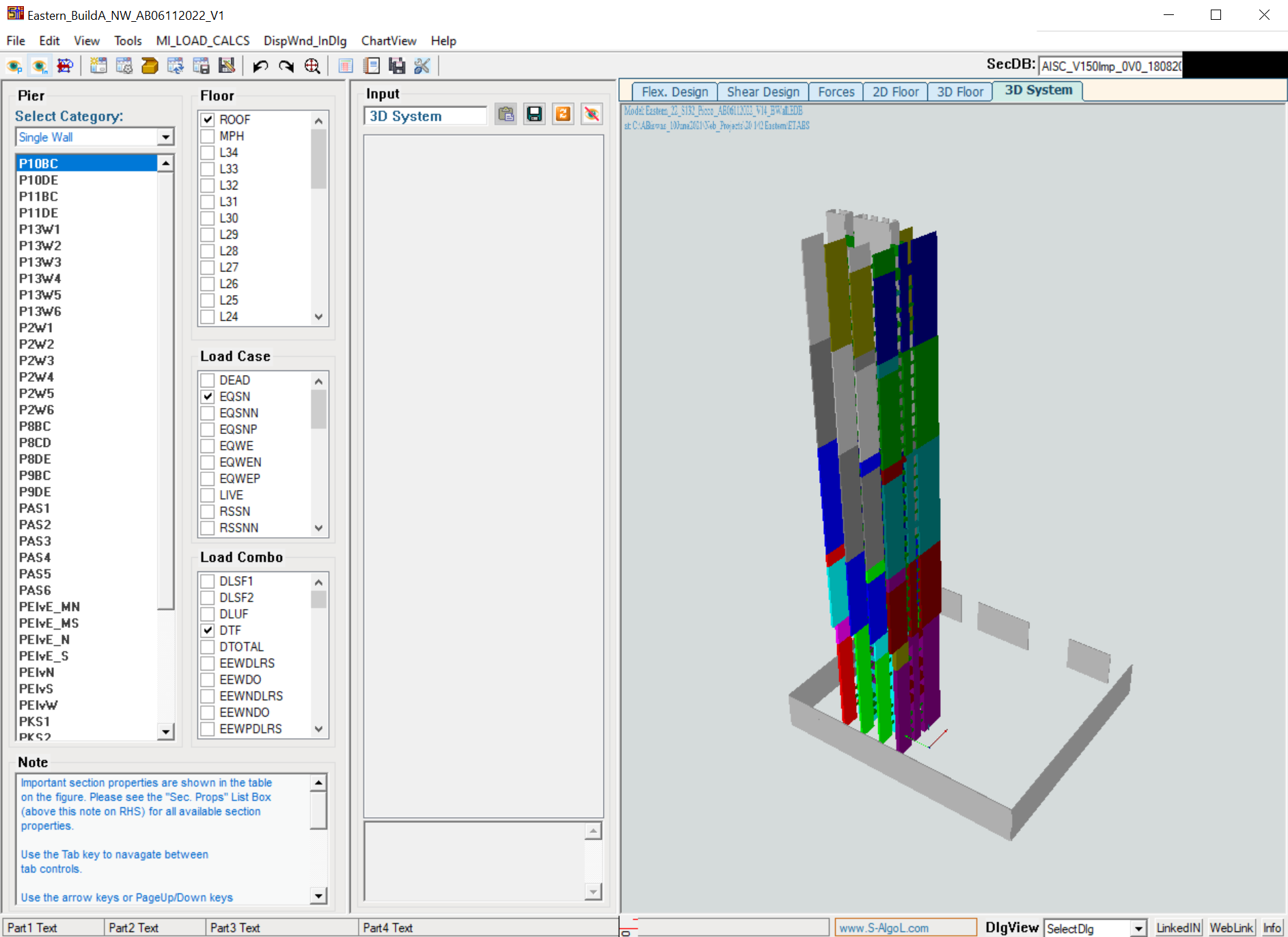 LatSys shear wall and coupling beam loads import from ETABS