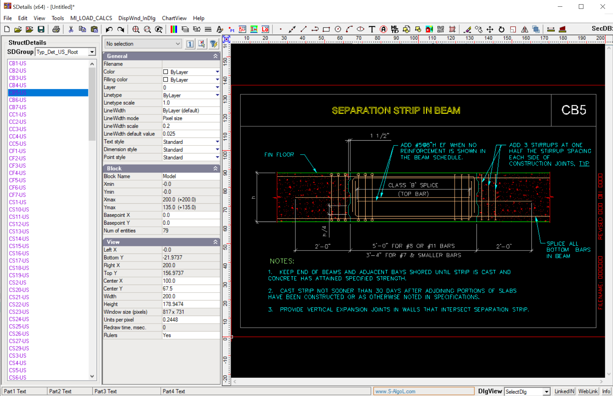 S-Details structural detail browser screenshot