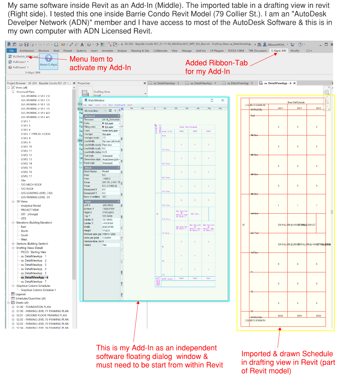 Excel table inserted into Revit using add-in