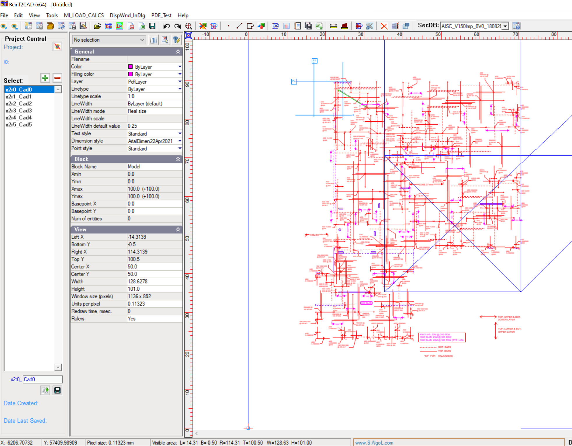 Markup displayed in Reinf2CAD